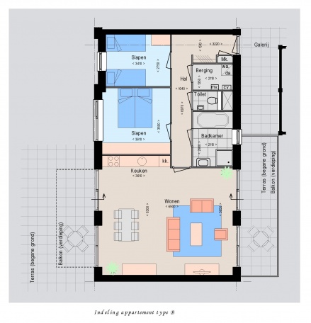 Indeling appartement type B